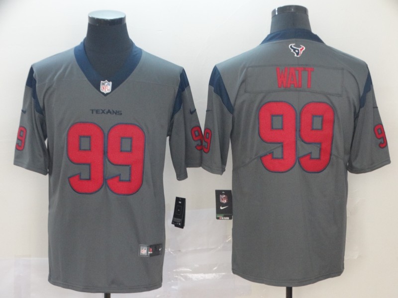 Men's Houston Texans #99 J.J. Watt Gray Inverted Legend Stitched NFL Jersey